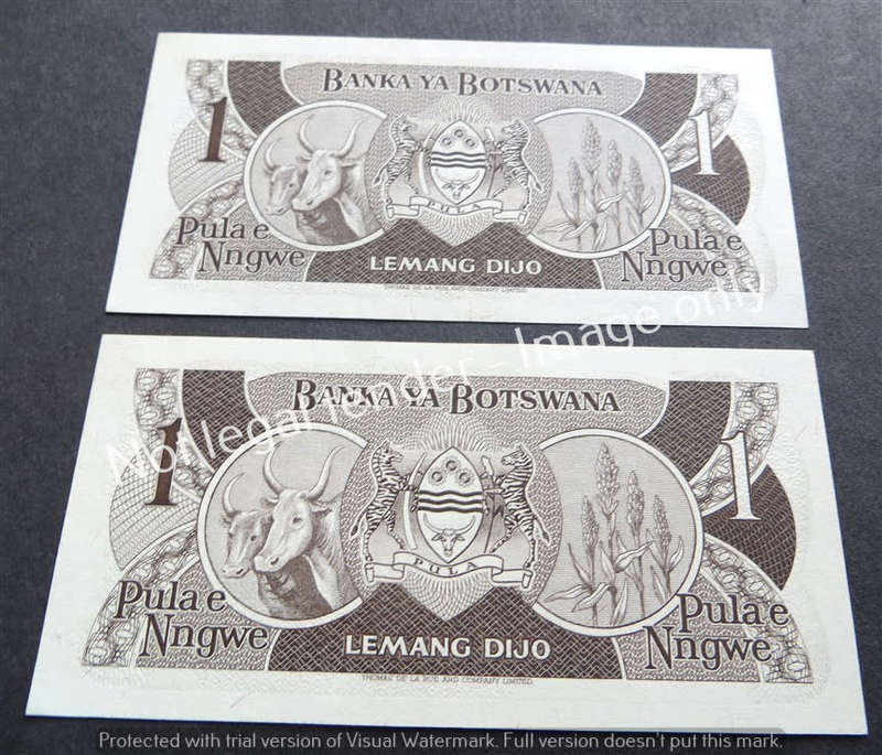 Botswana A2 Consecutive Number 1 Pila Notes - 1 Bid