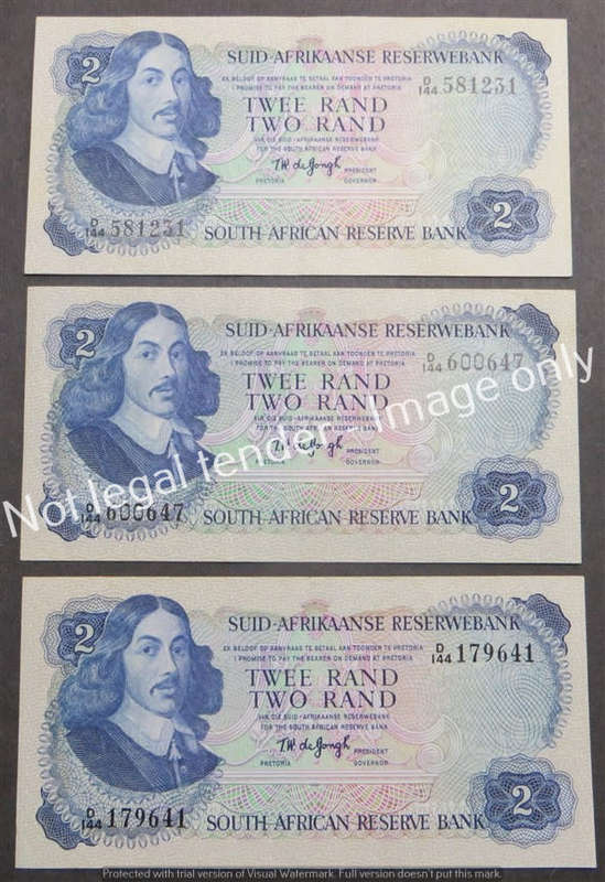 3 x TW De Jongh D144 R2 Note 2nd Issue - 1 Bid