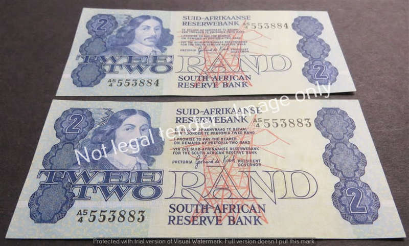 2 x GPC De Kock R2 Consecutive No. notes 2nd Issue