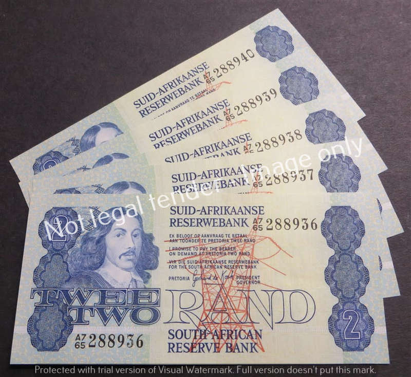 5 x GPC De Kock A765 R2 Consecutive No. notes 2nd Issue