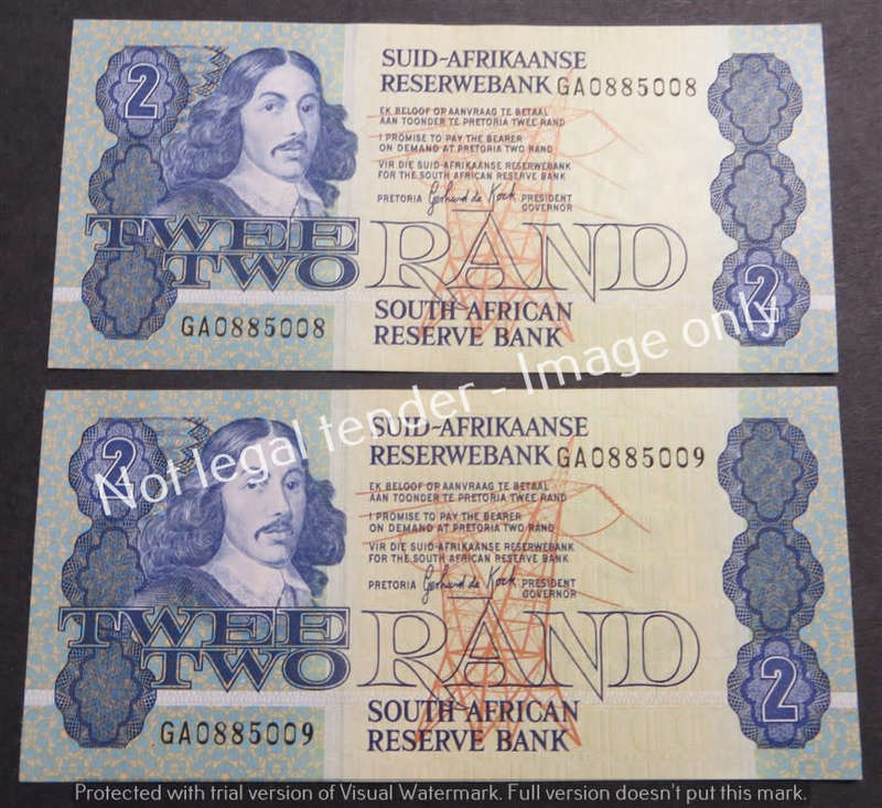 2 x GPC De Kock R2 Consecutive No. notes 3rd Issue