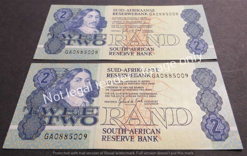 2 x GPC De Kock R2 Consecutive No. notes 3rd Issue