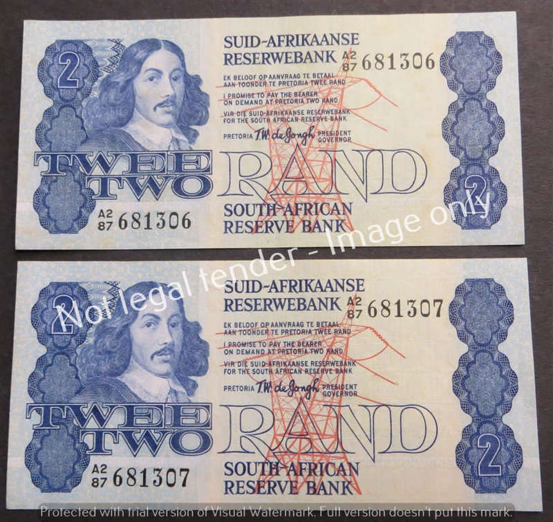 2 x GPC De Kock R2 Consecutive No. notes 2nd Issue