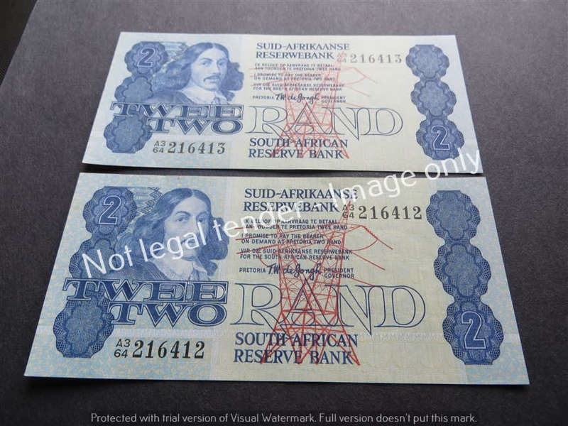 2 x TW De Jongh R2 Consecutive No. notes 4th Issue