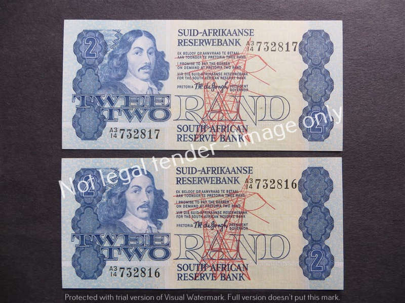 2 x TW De Jongh R2 Consecutive No. notes 4th Issue