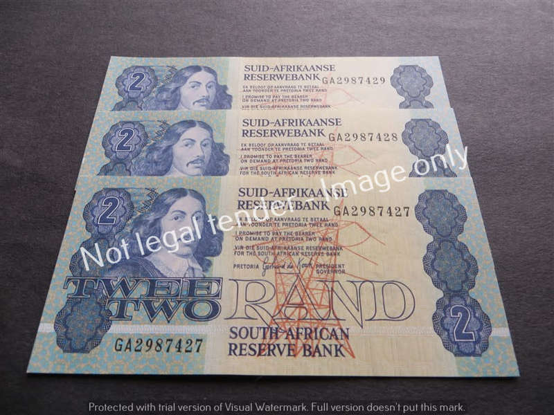 3 x GPC De Kock Consecutive No.R2 notes 3rd Issue