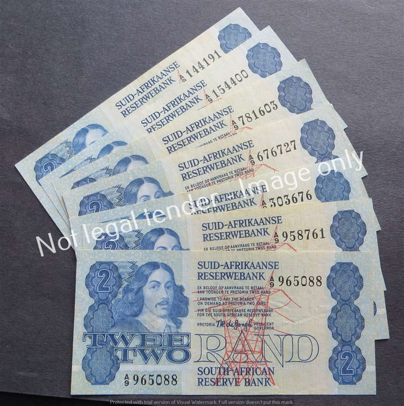 7 x TW De Jongh A9 4th Issue R2 notes
