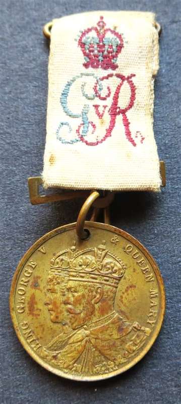 George V 1911 Coronation Medallion with Ribbon SCARCE