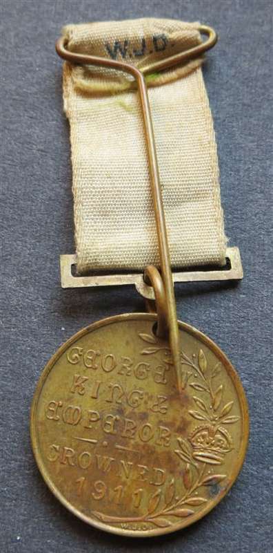 George V 1911 Coronation Medallion with Ribbon SCARCE
