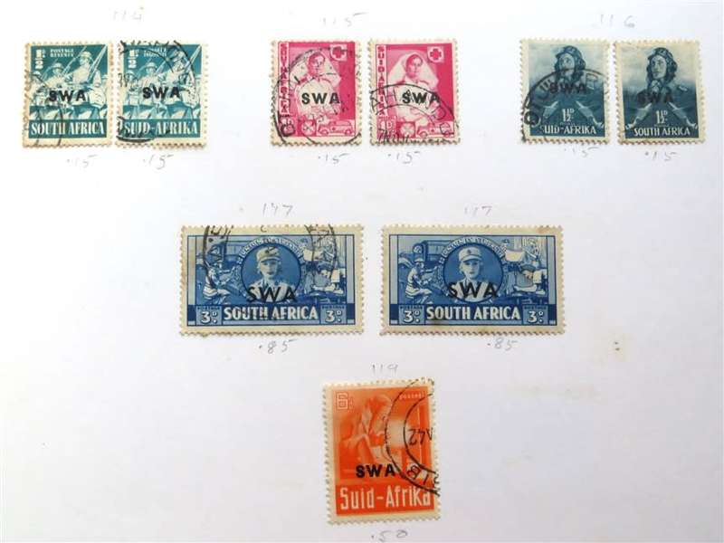 SA Union Stamps File - hinged with Revenues + SWA + Swaziland