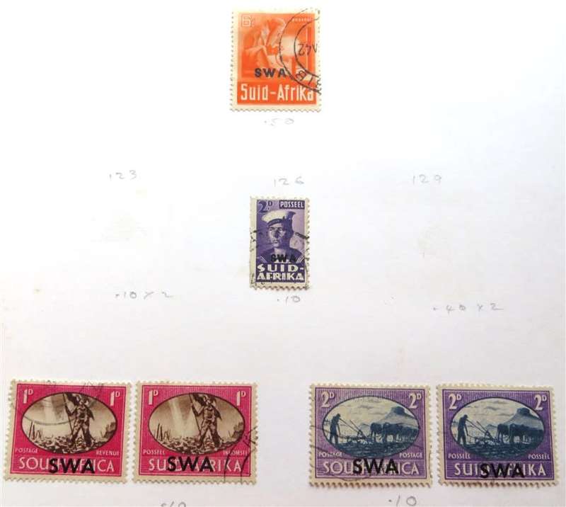SA Union Stamps File - hinged with Revenues + SWA + Swaziland