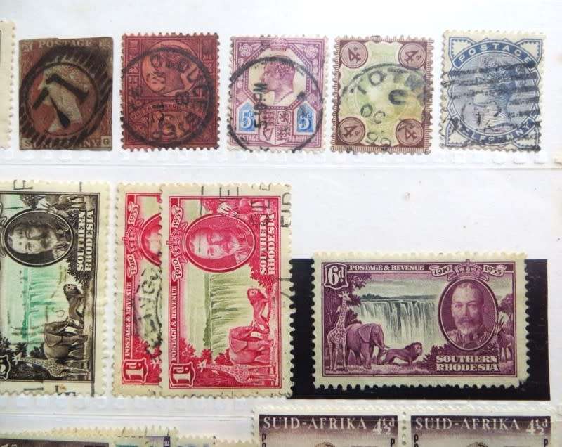 GB / Rhodesia / SA Union Lot on Card - 1 Bid