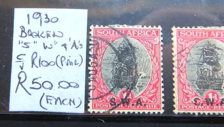 1930 SWA Overprint Broken S/W/A - 1 BID FOR ALL