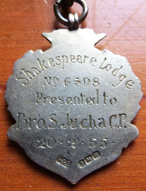 Masonic Shakespeare Hallmarked Silver Lodge Medal/Jewel in Box