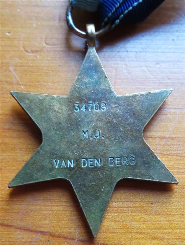 1939-45 Star WW2 Medal - M.J Van Den Berg #34709