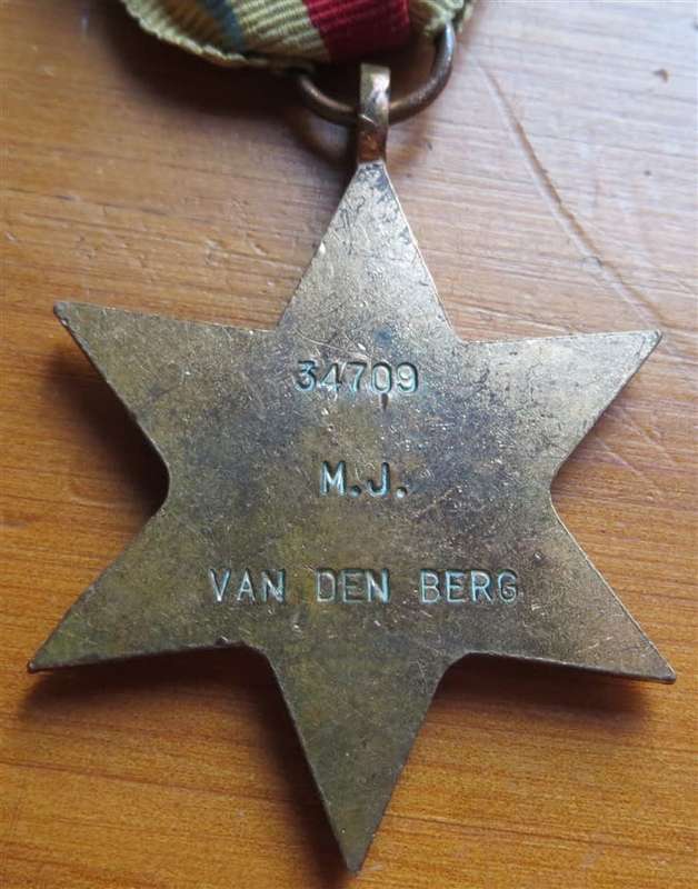 1939-45 Africa Star WW2 Medal - M.J Van Den Berg #34709