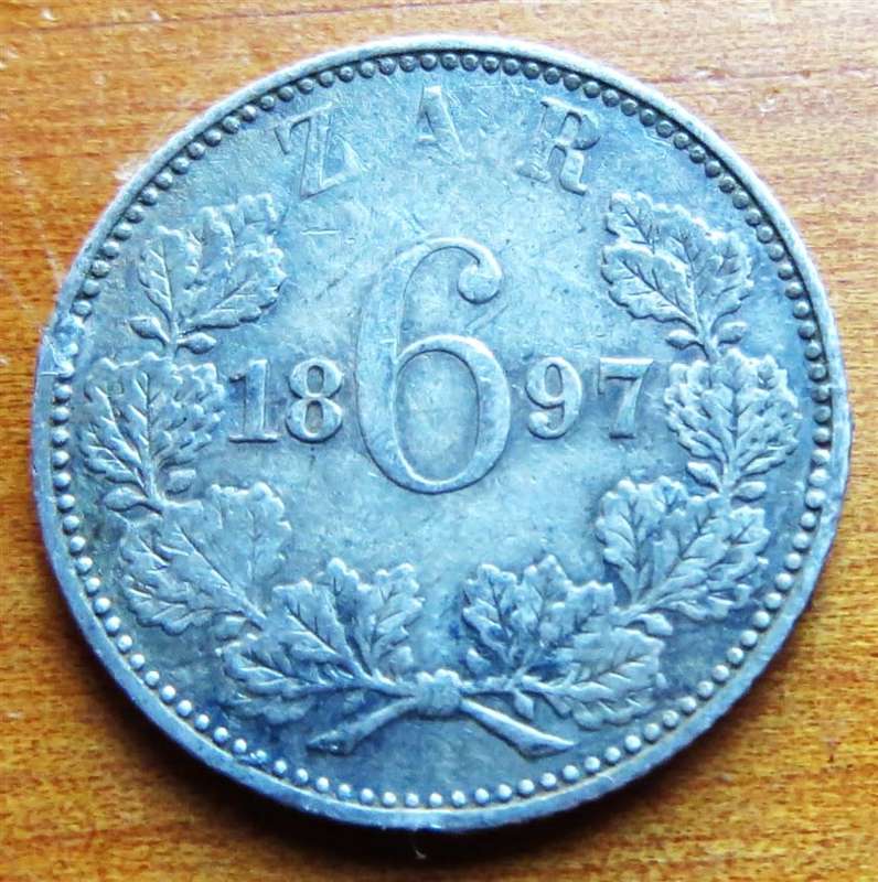 1897 ZAR 6d Sixpence Silver 0.925