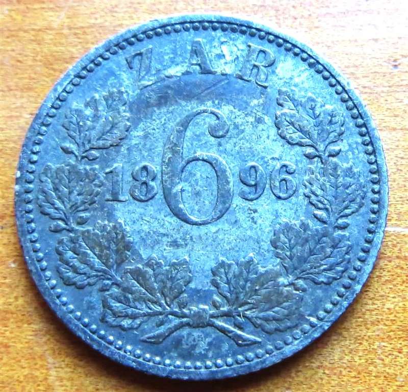 1896 ZAR 6d Sixpence Silver 0.925