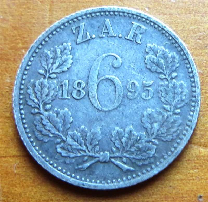 1895 ZAR 6d Sixpence Silver 0.925