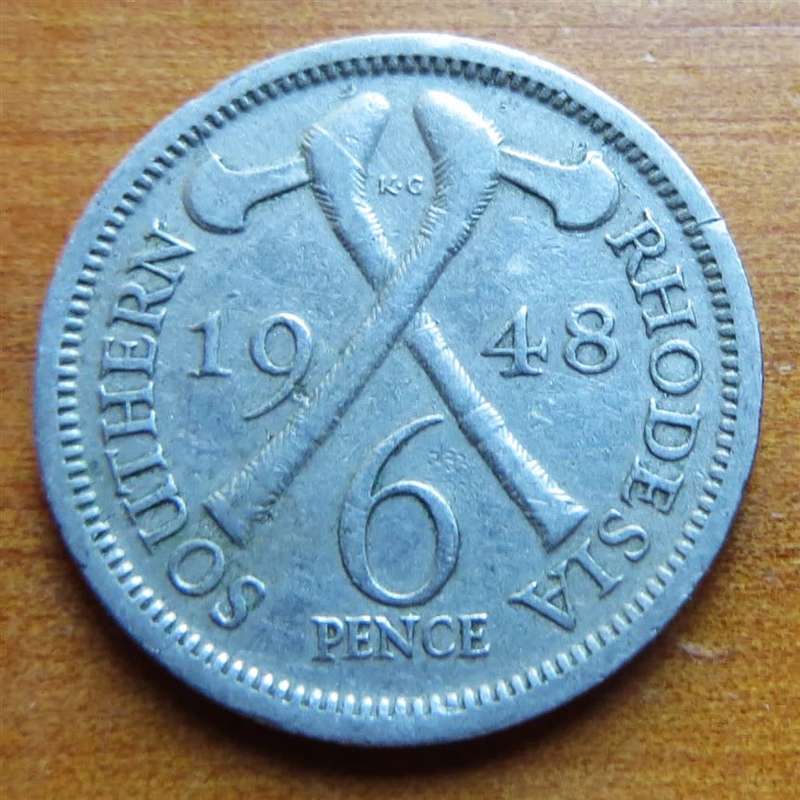 1948 Southern Rhodesia 6d Sixpence Silver