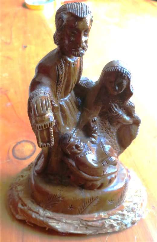 Wood Carving - Baby Jesus , Mary & Joseph - Well done , Below base damaged