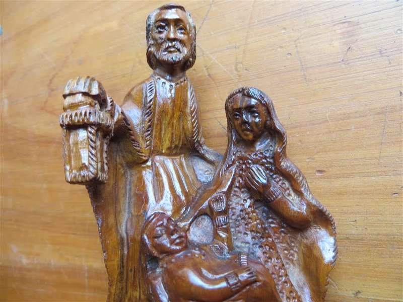 Wood Carving - Baby Jesus , Mary & Joseph - Well done , Below base damaged