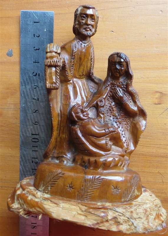 Wood Carving - Baby Jesus , Mary & Joseph - Well done , Below base damaged