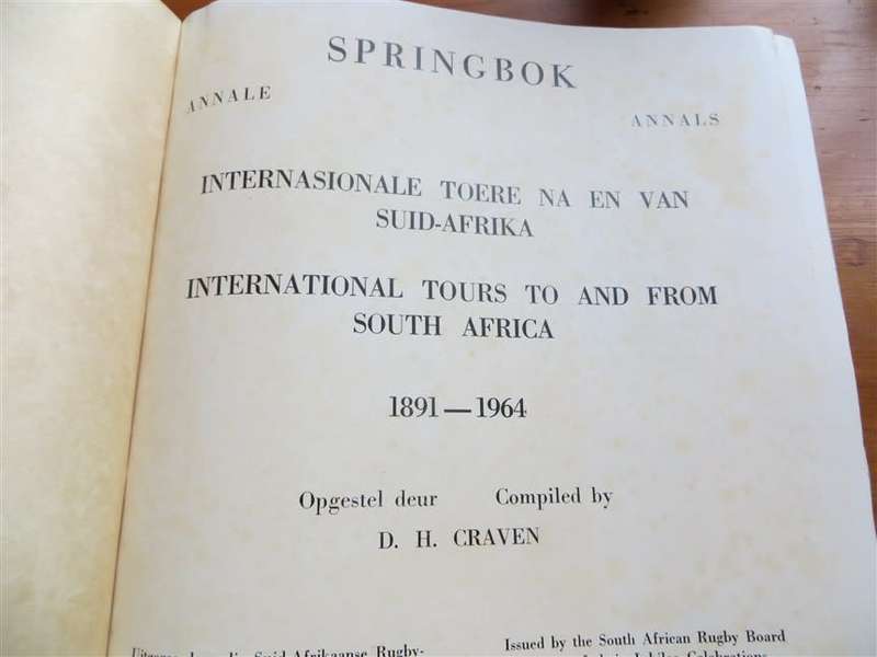 1889 - 1964 75th Anniversary Springbok Rugby Annals Hardcover D.H Craven