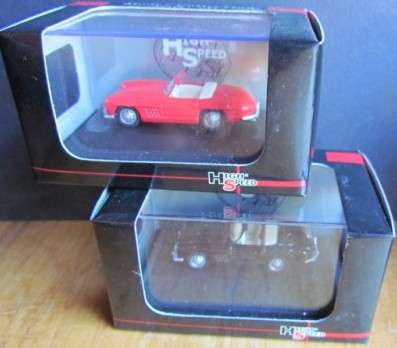 2 x DIE CAST CARS IN PERSPEX HOLDER - High Speed 1:87  ***R1 START***