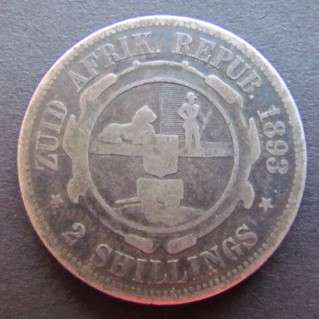1893 ZAR 2 Shillings - Catalog Value R5250.00 in F ***R1 START*** *** RARE***