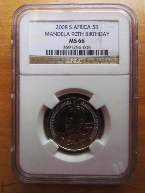 2008 MANDELA R5 MS66 NGC GRADED COIN - ***$$$ R1 START $$$***