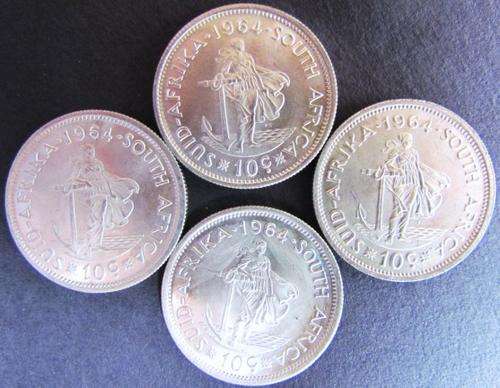 $$ R1 START $$ Uncirculated Silver 1964 Shilling/10c ** Bid per coin to take all 4**