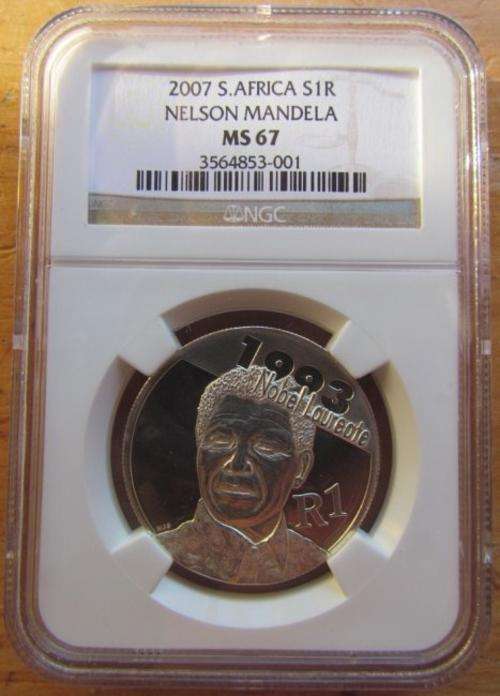 MANDELA UNCIRCULATED - RARE NGC MS67 **$$ R1 START $$** VALUE R3500