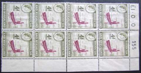 RHODESIA - 4d BLOCK OF 8 - CRAZY R1 START