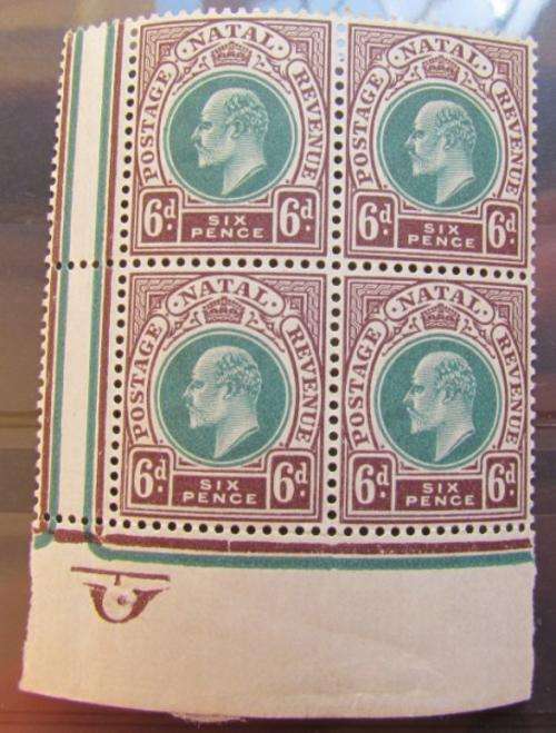 NATAL UNMOUNTED MINT 6d BLOCK OF 4