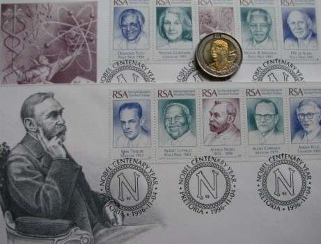 RARE!!! @@@ R1 - NOBEL LAUREATES FDC SET + MANDELA R5 !!!