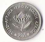 TOP QUALITY RSA SILVER - 1961 TICKEY / 2 1/2 C - UNC. BARGAIN START !!!!!!!