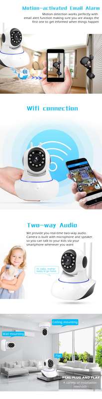 Double Antenna Wireless CCTV Surveillance Security Camera with Pan/Tilt/Zoom Night Vision