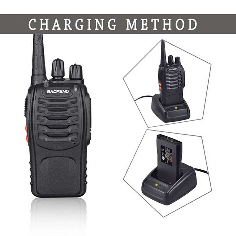2 x Two way radio BF-888S walkie-talkie outdoor communication equipment With Original Earpiece