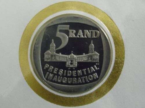 1994 NELSON MANDELA INAUGURATION PROOF COIN ON FDC 6.3C + 6.3b