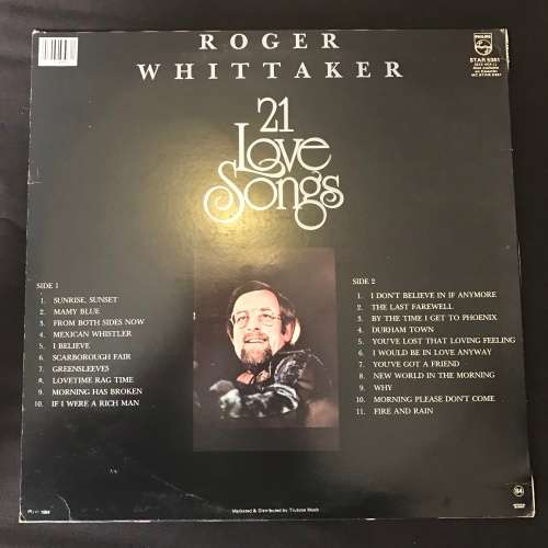 Roger Whittaker - 21 Love Songs (LP) Vinyl Record (SA Exclusive Album)