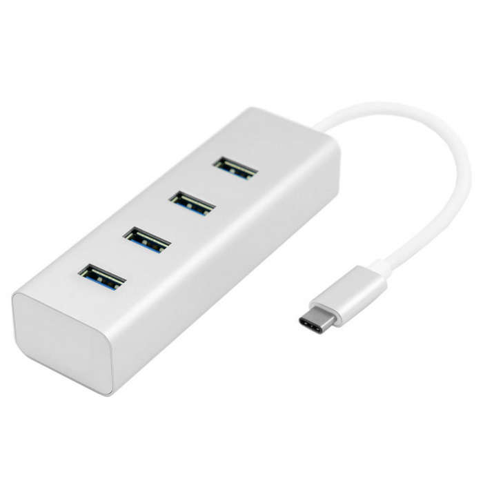 CY USB Type C 4-Port USB Hub MacBook 12" - Silver