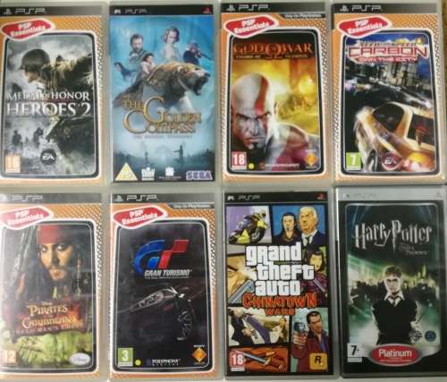 PSP + Charger + Memory Card + Games