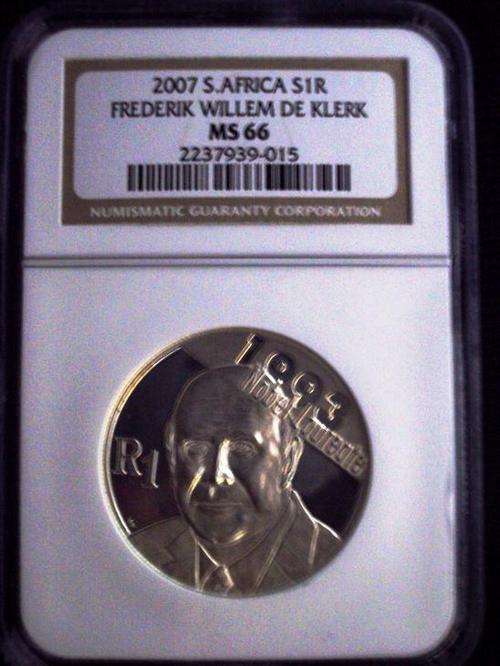***CRAZZZY @@ R1 *** PROTEA 2007 F. W. DE KLERK MS 66 R1 SLABBED***