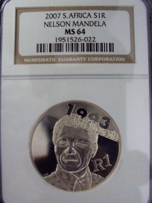 *** SCARCE *** 2007 NELSON MANDELA SILVER R1 NGC MS 64 @@@ R1 START ***