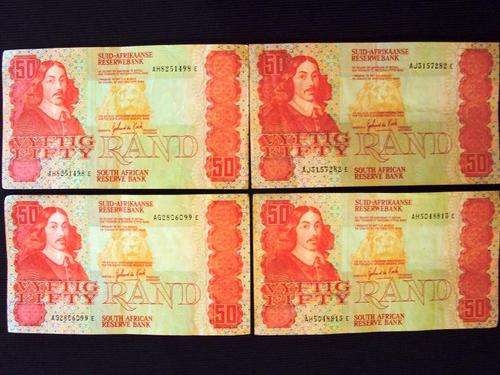 ***SCARCE  ***G DE KOCK R50 NOTES ### 4 x "A" SERIES NOTES ###  R1 START FOR 33 HOURS ONLY***