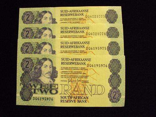 ***SCARCE ***UNC CONDITION***  G. DE KOCK @@@ R2 NOTES ### 4 SEQUENTIAL NUMBERS ###  R1 START***