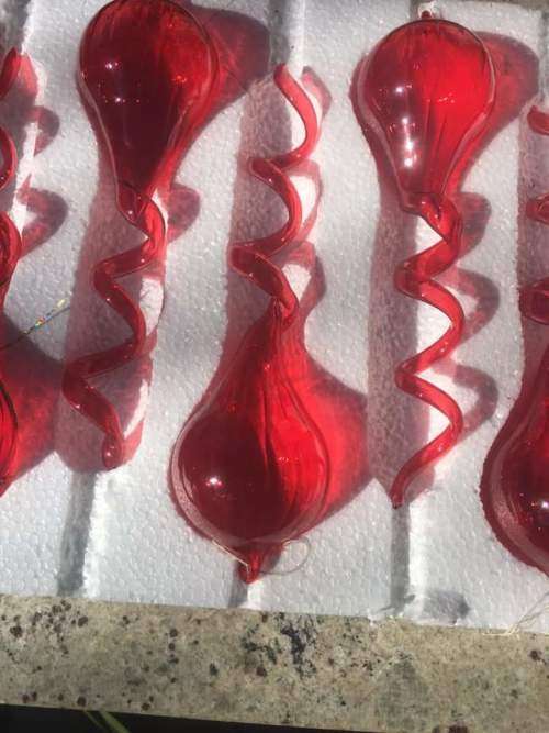Exquisite Red Murano art glass spiral bauble never used
