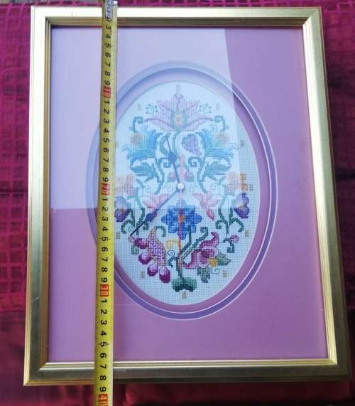 Stunning vintage tappistry clock, deep framed.