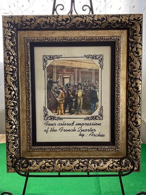 ANTIQUE FRAME WITH FRENCH STREET ART